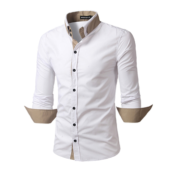 Изчистена мъжка риза в няколко цвята с бяла яка