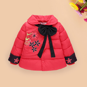 Παιδικό μπουφάν για κορίτσια με κορδέλα και λουλούδια