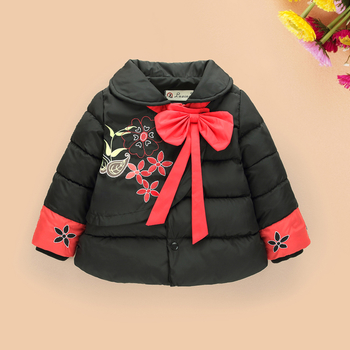 Παιδικό μπουφάν για κορίτσια με κορδέλα και λουλούδια