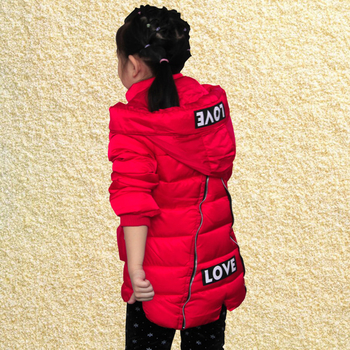 Μακρύ χειμωνιάτικο μπουφάν για κορίτσια με κουκούλα και εφαρμογή, σε τέσσερα χρώματα