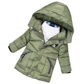 Χειμερινό μπουφάν για αγόρια με κουκούλα και εφαρμογές