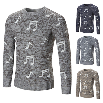 Интересен мъжки пуловер с музикални ноти