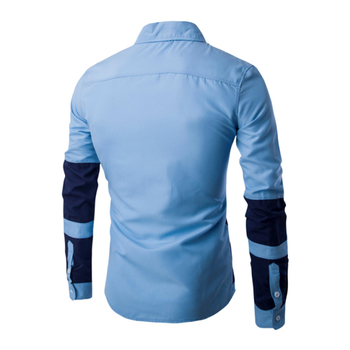 Небрежна мъжка слим-фит риза - 3 цвята със сини райета