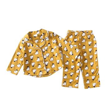 Παιδικές πιτζάμες για κορίτσια - πουκάμισο με παντελόνι, σε δύο χρώματα με ενδιαφέροντα μοτίβα