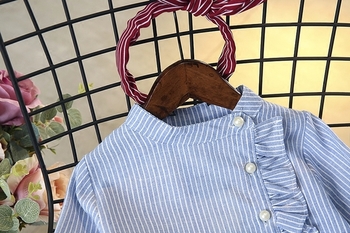 Κομψό παιδικό πουκάμισο για κορίτσια με ριγέ μοτίβα και χάντρες