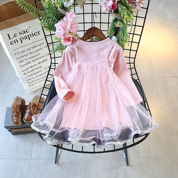 Γλυκό παιδικό φόρεμα με μακριά μανίκια και τούλι για κορίτσια
