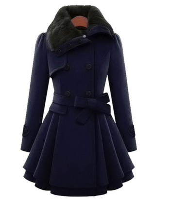 Актуално дамско палто с много топла вълна по яката, 4 цвята