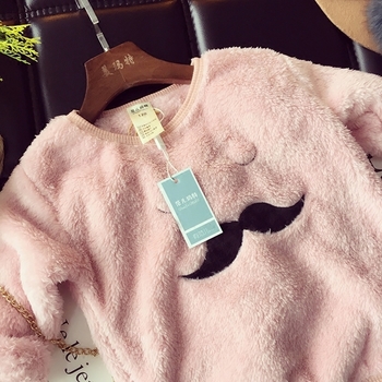 Есенен детски комплект за момичета - плюшена детска блуза + клин с апликации