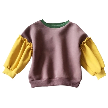 Γλυκό παιδικό μπλουζάκι για κορίτσια με πολύχρωμα φαρδιά μανίκια, κατάλληλο για την καθημερινή ζωή