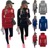 Дълъг дамски суичър с качулка в четири различни цвята