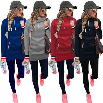 Μακρύ γυναικείο πουλόβερ με κουκούλα σε τέσσερα διαφορετικά χρώματα