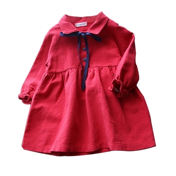 Φθινόπωρο παιδικό φόρεμα για κορίτσια με μακριά μανίκια σε ένα ευρύ πρότυπο