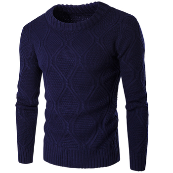 Плетен мъжки пуловер в 4 плътни цвята