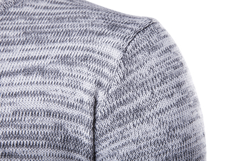 Топъл плетен мъжки пуловер с О-образно деколте