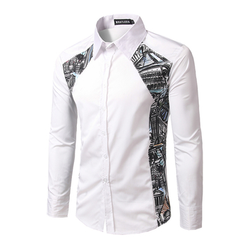 Ανδρικό πουκάμισο σε μαύρο και άσπρο χρώμα με ενδιαφέροντα σχέδια, τύπου Slim