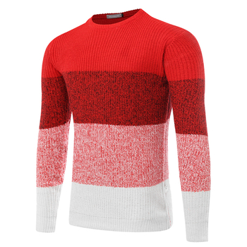Πλεκτό ανδρικό πουλόβερ για το φθινόπωρο και για το χειμώνα σε κόκκινο χρώμα