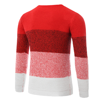 Πλεκτό ανδρικό πουλόβερ για το φθινόπωρο και για το χειμώνα σε κόκκινο χρώμα