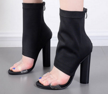 Εξαιρετικά γυναικεία παπούτσια με φερμουάρ και ανοιχτά στοιχεία - ψηλό τακούνι