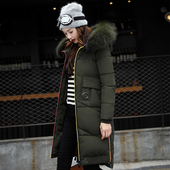 Κομψό μπουφάν με κουκούλα με μακριά μανίκια και χνουδωτή γούνα