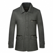 Κομψό ανδρικό παλτό με φερμουάρ, τσέπες και κουμπιά