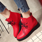 Γυναικείες μπότες με μαύρους και κόκκινους δεσμούς, κατάλληλες για την καθημερινή ζωή