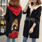 Σπορ-κομψό γυναικείο παλτό με κινούμενη εικόνα και κουκούλα, σε διάφορα χρώματα