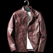 Περιστασιακό δερμάτινο ανδρικό μπουφάν σε μαύρο και κόκκινο κρασί χρώμα