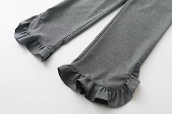 Елегантен дамски панталон с висока талия в сив цвят