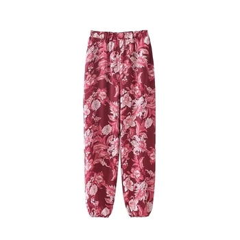 Цветен широк дамски панталон с висока талия