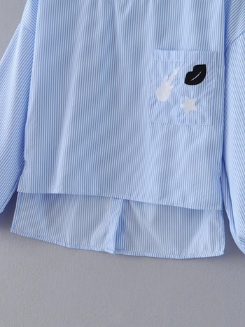 Αθλητικό κομψό πουκάμισο με ασύμμετρο μήκος με τσέπη