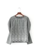 καθημερινή γυναικεία γκρι μπλούζα με κεντήματα