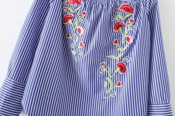 Τρέχουσα γυναικεία μπλούζα φθινοπώρου με λωρίδα κεντήματος