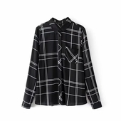 Γυναικείο πουκάμισο σε μαύρο χρώμα με τσέπη