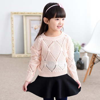 Απαλό παιδικό πουλόβερ για τα κορίτσια σε μπλε και ροζ χρώμα