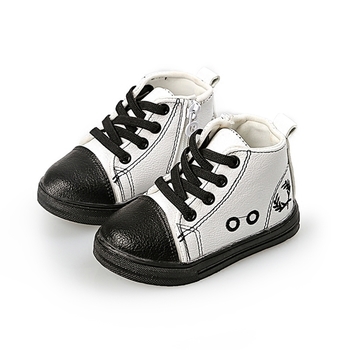 Σπορ-κομψά πάνινα παπούτσια για αγόρια σε μαύρο και άσπρο χρώμα