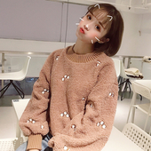 Πολύ ζεστό γυναικείο πουλόβερ με κολάρο σε σχήμα O και ευρύ σχέδιο