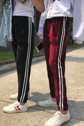 Стилен дамски панталон с ленти в различни цветове