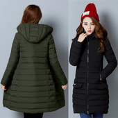 Удобно дамско дълго яке тип грейка с практична качулка,4 цвята