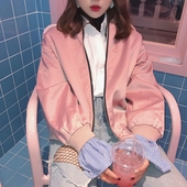 Γυναικείο μπουφάν για το  φθινοπώρου σε ροζ και μαύρο χρώμα