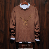 Καθημερινά μοντέρνα ανδρικά πουλόβερ  με κολάρο σε σχήμα O και κεντημένη εκτύπωση