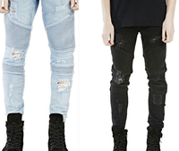 Καθημερινά ανδρικά παντελόνια λεπτού τύπου με denim με μοτίβα