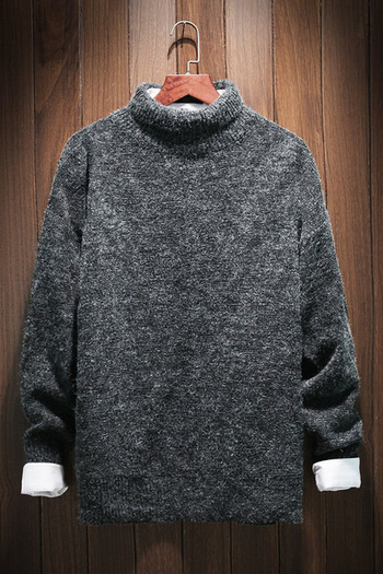 Καθημερινό πολύ ζεστόανδρικό πουλόβερ με κολάρο σε σχήμα O και μαλακό μαλλί