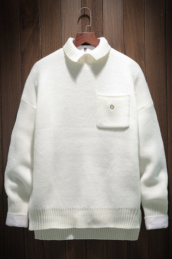 Μαλακό και πολύ ζεστό ανδρικό πουλόβερ με κολάρο και τσέπη πόλο, 4 χρώματα