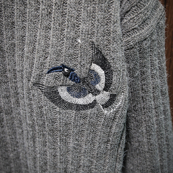 Мъжки пуловер с мека вълна и О-образна яка в сив и тъмносив цвят