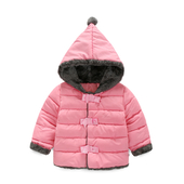 Спортно-елегантно пухено детско яке за момичета с качулка