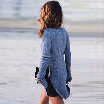 Μακρύ λεπτό γυναικείο πουλόβερ  με κολάρο 