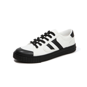 Κομψά ανδρικά πάνινα παπούτσια σε λευκό και μαύρο χρώμα