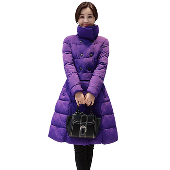 Γυναικέιο μακρύ μπουφάν για το χειμώνα σε τέσσερα χρώματα σε ένα κομμένο μοτίβο