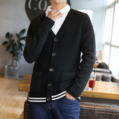 Ежедневна спортно-елегантна мъжка жилетка с V-образно деколте в черен и червен цвят