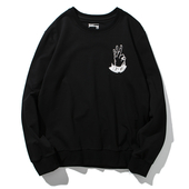 Ежедневна мъжка спортно-елегантна блуза с дълъг ръкав и О-образна яка и семпла апликация